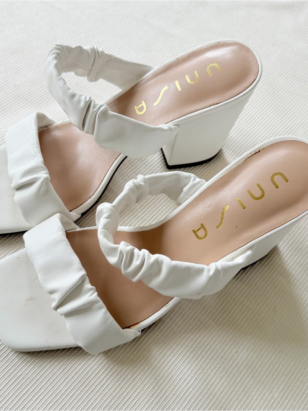 Unisa Womens Sandals White Strappy Heels Used Shoe Size 7